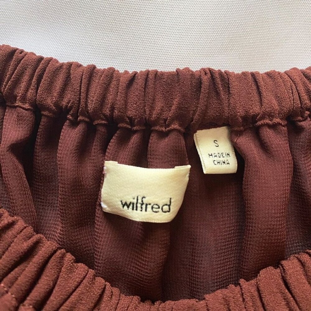 ARITZIA WILFRED DUREE OFF THE SHOULDER SHIFT DRESS IN BURGUNDY BROWN WINE - S - Picture 5 of 9